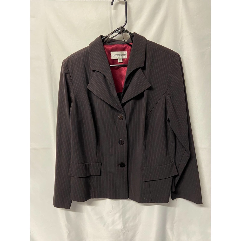 Danny & Nicole Blazer Dark Purple Burgundy Pin Stripe 14W